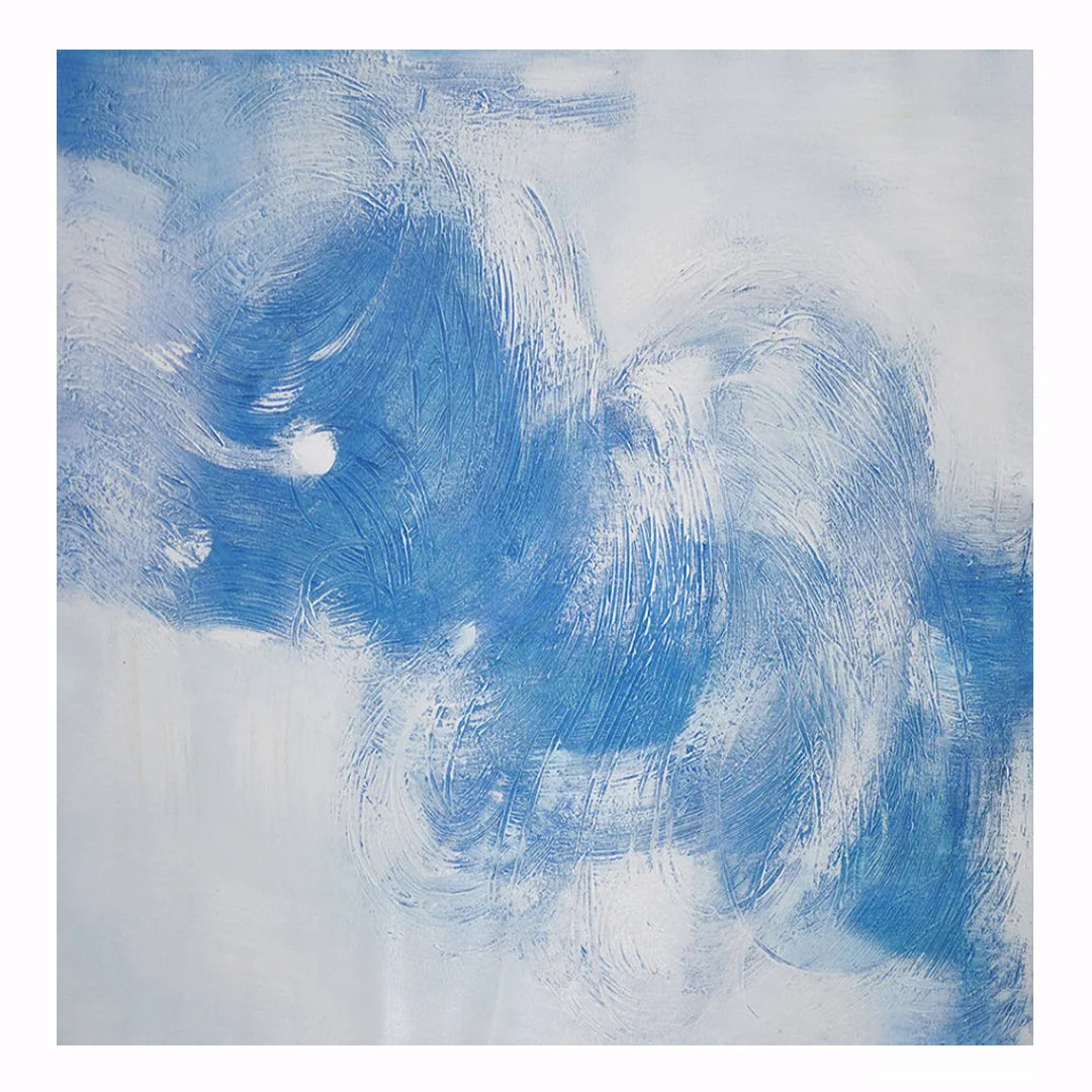 blue abstract painting, blue white wall art, Noho Art Gallery