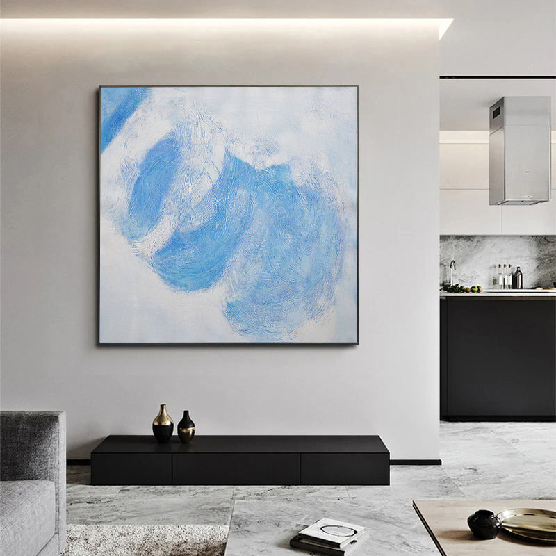 white and blue painting, blue white wall art, Noho Art Gallery