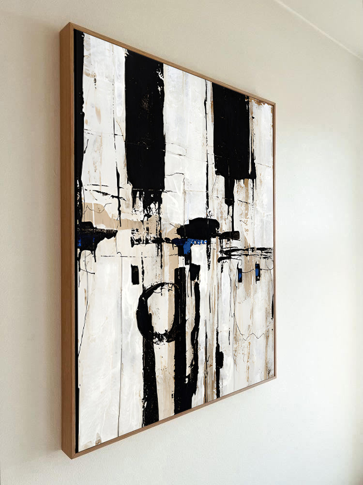 Abstract Black White Painting on Canvas | Artworks | Noho Art Gallery