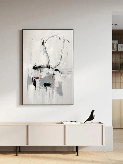 Ultra-modern - Modern Abstract Black and White Painting on Canvas