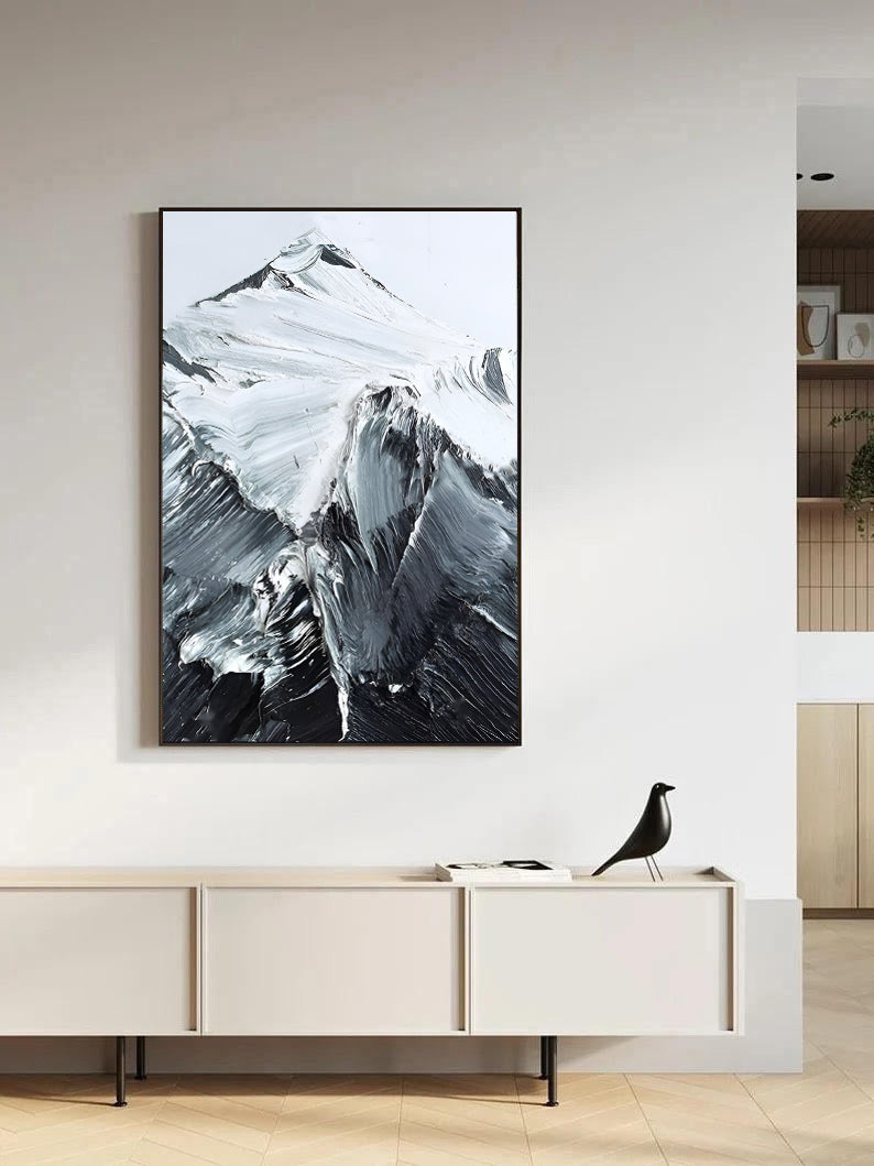 Climbs - Black and White Mountain Painting on Canvas N o H o