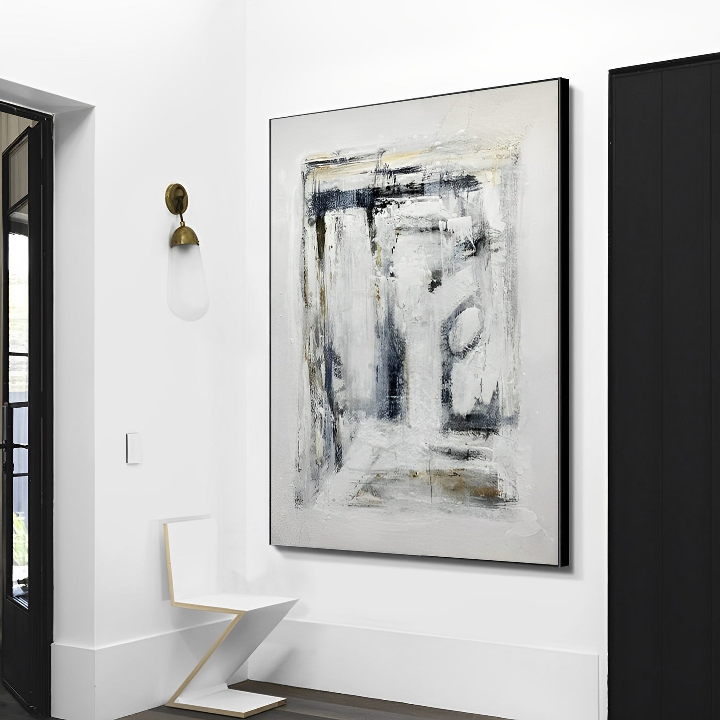 Notonial - Large Black and White Abstract Art Painting